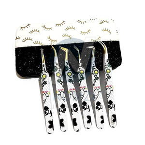 Pince d'extension de cils en acier inoxydable revêtue de papier en fibre de diamant droite à 90 degrés personnalisée de haute qualité en gros - Product Image 1