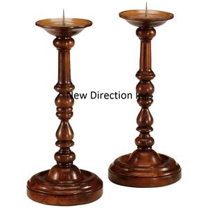 Set of 2 Classic Style Wooden <b>Candle</b> Stick Dinning Table Decoration <b>Candle</b> Pillar Holder <b>Candle</b> Light <b>Dinner</b> Appliance Home - Product Image 1