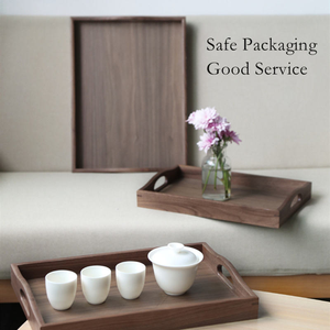 Plateau en bois de bambou à double oreille avec poignée pour la présentation de pâtisserie, plateau en bois pour servir des tasses et des assiettes - Product Image 6