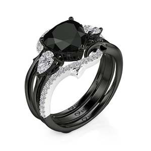 Ensemble de bagues de mode Jeulia Black Heart Thorns à trois pierres - Product Image 3