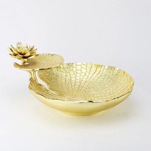 Vaisselle en métal bol à croustilles snacks et chips servant de bol de lotus décoratif à 2 niveaux hôtels cuisine décoration bol de fruits en or - Product Image 4