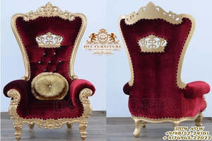 Élégant Sculpté À La Main D'or Finition Accent Chaises Dossier Haut Chaise D'appoint Salon Royal Or Finition Haute Retour Accent Chaises - Product Image 4