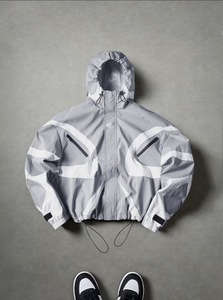 Men's Hooded <b>Waterproof</b> Windproof Windbreaker <b>Jacket</b> Color Blocking Gray <b>White</b> Casual Winter Breathable Quilted High Front - Product Image 1