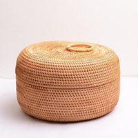 Panier de rangement multifonctionnel en rotin tressé à la main, écologique, avec couvercle, taille et couleur personnalisables, tolérance de précision élevée, haute précision