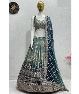 Indian and Pakistani Style Pure Faux Georgette with Embroidery Design Work Lehenga Choli and Heavy Work Dupatta Set for Women