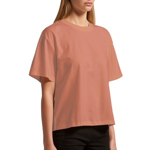 Proshah Boxy เสื้อยืดผู้หญิง,เสื้อยืดสตรีสีโรสโกลด์พีชผ้าฝ้ายความยาวปานกลาง100% - Product Image 1