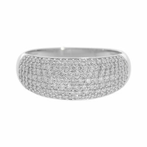 Glamorous Anillo de cúpula de diamante natural de oro de 14 quilates Elegancia radiante audaz con acabado de alto pulido de superficie de pavé completo - Product Image 6