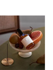 Plateau en marbre blanc poli fait main, design sur piédestal, plateau de service en pierre de luxe pour la décoration de la maison et l'utilisation hôtelière - Product Image 3