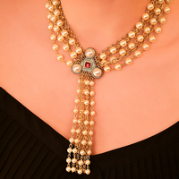 Collier pendentif vintage rétro à pompons, chaîne imitation perles, en cuivre, pour femme, bijoux et accessoires de fête