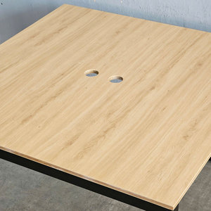 Mesa de Computadora Minimalista con Patas de Trapecio, Madera Contrachapada, 120x120cm, Recubierta de Melamina, para Dormitorio HBTC035 - Product Image 5
