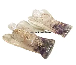 手工Orgone玫瑰石英紫水晶和水晶天使可从Amayra水晶出口批量购买玛瑙雕塑
