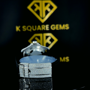 Bijoux de montre d'affaires de mode de luxe de qualité supérieure automatique glacé VVS clarté Moissanite diamant clouté verre d'acier inoxydable - Product Image 2