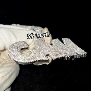 Premium Quality VVS Moissanite 925 <b>Silver</b> Pendant Fully Iced Out Hip Hop Name Charm Birthday Gift <b>Necklaces</b> - Product Image 1