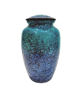 Ocean Blue Reef Aluminum Hand Made Funeral <b>Urn</b> for Human Ashes <b>Large</b> Adult Size Burial <b>Urn</b> Hand Applied Individual Custom Size - Product Image 5