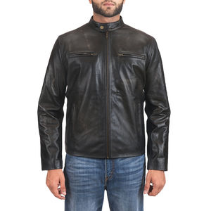 Venta al por mayor última moda chaqueta de cuero con cremallera para los hombres al por mayor mejor invierno hombres Slim Fitness chaquetas de cuero diseño personalizado - Product Image 6