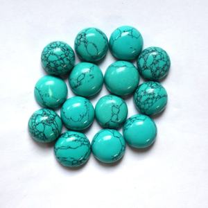 Piedra preciosa cabujón con parte posterior plana de forma redonda turquesa azul sintética para hacer joyas como anillos collar pulsera colgante - Product Image 1