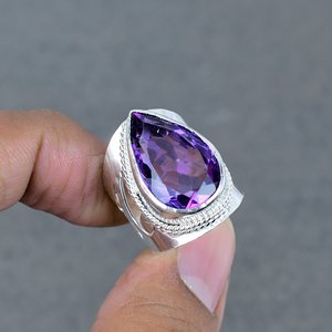 Offre Spéciale Simple améthyste argent plaqué laiton pierre précieuse bague élégante Fine tenue quotidienne bague cadeau pour les femmes pour les mariages/fêtes - Product Image 1