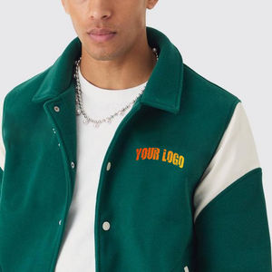 Chaquetas informales con letras personalizadas para hombre para Otoño Invierno Boxy Fit Varsity Jacket con parches bordados en la parte delantera al por mayor - Product Image 3