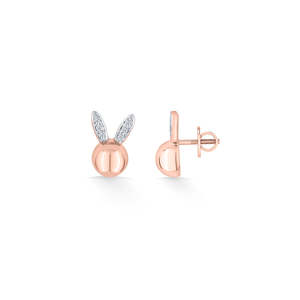 Rose Gold Plated Bunny Stud Earrings for Women-Zircon & Pearl <b>Crystal</b> <b>Animal</b> Jewelry - Product Image 5