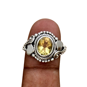 Mejor diseño Natural citrino piedra preciosa cabujón anillo hecho a mano 925 plata esterlina sólida rodio boda joyería 925 Plata estampada - Product Image 1