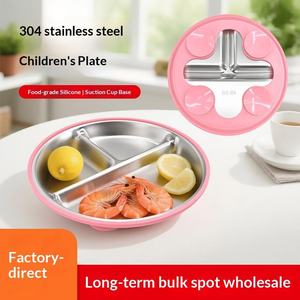 Nouvelle petite assiette de 20 cm avec base à ventouse, trois compartiments, style minimaliste, vaisselle compartimentée pour étudiants - Product Image 5