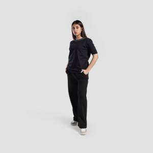 21 กางเกงขากว้างลำลองไร้ขีดจำกัด สีดำ สไตล์กางเกงระบายอากาศได้ดี - Product Image 4