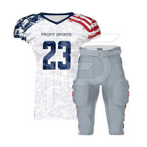 Nouvelle conception de maillot et pantalon de football américain à manches courtes, taille plus, couleur personnalisée, imprimé, 100% polyester, haute qualité - Product Image 4