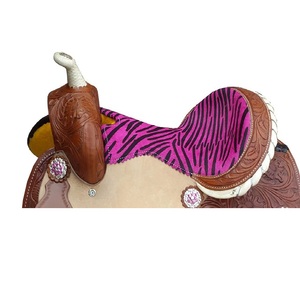 Custom Pink Beads Western Style Barrel Saddle Nuevo diseño de cuero genuino Montar a caballo Sillines de fabricación personalizada - Product Image 3