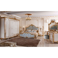 Juego de Dormitorio de Lujo Estilo Europeo con Cama Suave, Hecho de Madera Sólida con Tallado a Mano de Alta Calidad para Uso en Dormitorios