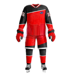 Ensemble complet d'uniformes de hockey sur glace, impression personnalisée de numéro et de nom, 100% polyester respirant et anti-humidité pour les équipes adultes et les écoles - Product Image 4