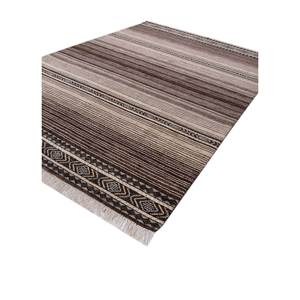Tapis en laine noué à la main Thyme Beige Marron Lca-884, motif abstrait rayé, pour entrée, couloir, tapis puzzle rectangulaire pour la maison - Product Image 2