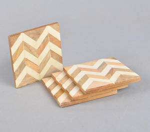 resin and wood inlay zigzag pattern coaster Premium <b>Scratch</b> Resistant Drink Mats for Wholesale Buyers and Bulk Orders - Product Image 4