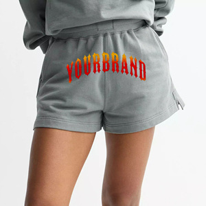 Pantalones cortos informales de verano para mujer 100% algodón de cintura media transpirable de secado rápido polar personalizado serigrafía logotipos botón Hip Hop - Product Image 1