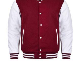 Chaqueta Universitaria Personalizada de Lana Roja, Chaqueta Bomber de Béisbol de Algodón 100% con Forro Blanco, Antibacteriana, Cortavientos y Transpirable - Product Image 2