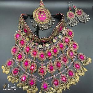 Collar de Mujer Estilo Afgano, Hecho a Mano, con Cuentas de Vidrio Bohemias, Tribal, Étnico, Vintage, para Fiestas - Product Image 3