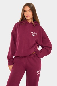 Conjunto Deportivo Largo Bordado Sólido de Invierno con Icono de Burbuja, Talla Grande, Color Borgoña y Rosa - Product Image 5