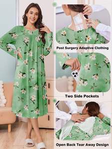 Robes de patient unisexes imprimées 100% polyester Robes d'hôpital Prix de gros Qualité d'exportation Robe de patient en tissu tissé pleine longueur - Product Image 3