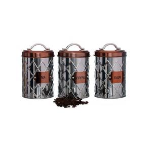 Hot Sale Food Storage Jar Sets Set of 3 Tea Coffee Bean Canisters With Air Tight Lid Decor - Product Image 1