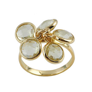 Bijoux fins plaqué or 925 bague en argent sterling vert améthyste pierre précieuse pour femme et fille - Product Image 1