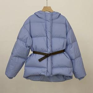 Femmes hiver chaud mi-long mince à capuche fermeture éclair Parkas à manches longues rembourré bouffée veste couleur unie fait peau de mouton coton - Product Image 5