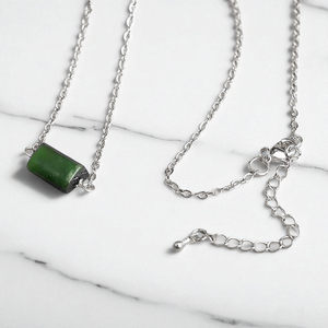 Rough Green Jade Gemstone Wire Wrapped Connector 925 Sterling Silver Cable Chain Bulk Adjustable Necklace Jewelry Custom Logo - Product Image 1
