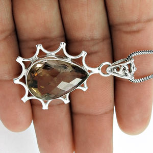 Charming Pendant 925 Sterling Silver Natural Smoky Quartz Gemstone Teardrop Shape Charm <b>Handmade</b> <b>Jewelry</b> Wholesaler Manufacturer - Product Image 4