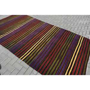 Tapis turc vintage, tapis Kilim 5,3x10 pieds, grand tapis patchwork rouge - Product Image 4