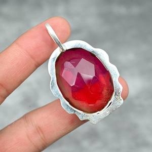 Pendentif en rubellite, argent sterling 925, collier en pierre précieuse rubellite fait à la main, bijoux, cadeau pour elle, anniversaire de la mère - Product Image 3