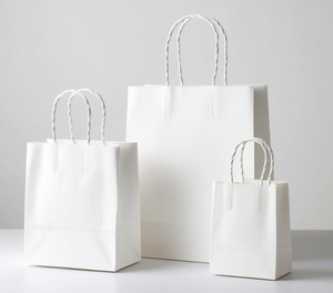 Bolsas Kraft de papel blanco biodegradables ecológicas personalizadas, embalaje de comida rápida para restaurante, bolsas de compras para llevar - Product Image 2