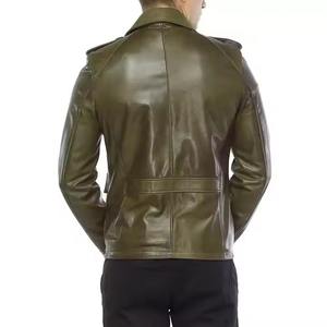 Diseño personalizado 100% Material de cuero Mangas completas Ropa de calle Chaquetas de cuero para hombres Seis bolsillos delanteros Chaqueta de cuero transpirable - Product Image 6