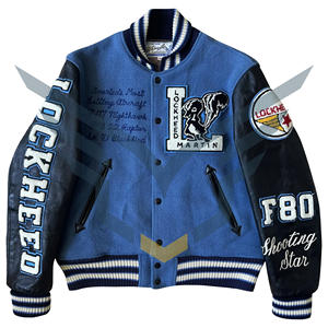 PRO feutre personnalisé Streetwear broderie Chenille laine Vintage bleu couleur hiver personnalisé collège Baseball veste pour hommes - Product Image 3