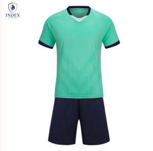 Ensemble de maillot de football pour homme Index Apparel, col en V, vert marine, respirant, manches courtes, uniforme de football pour adulte, coupe régulière - Product Image 1