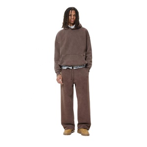 2026 WholesaleOEM Custom Logo Printed Hooded Men's Acid Wash Polyester/Cotton Fleece Hoodie Winter Tracksuit Plus Size Jogger - Product Image 1