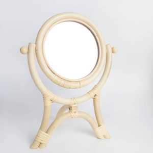 Miroir de maquillage artisanal en rotin, vente en gros, miroir de maquillage en vrac, quantité personnalisée acceptée - Product Image 1
